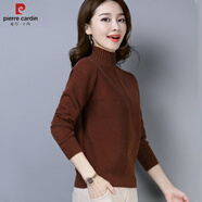 皮爾卡丹加絨加厚毛衣女新款韓版秋冬半高領(lǐng)短款寬松套頭百搭針織打底衫潮 巧克力 不加絨 M 95-105斤