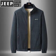 JEEP SPIRIT2025秋冬新款男士抓絨衣內膽保暖加厚夾克戶(hù)外休閑男裝顆粒絨外套 深灰 M
