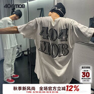 404MOBGANG超火燙鉆水鉆LOGO情侶落肩體恤上衣ins潮流寬松短袖T恤男女 白色 3XL