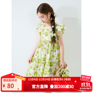 多妙屋女童連衣裙夏季純棉裙子兒童2025新款夏裝女孩公主裙中大童洋氣 橄欖綠 蘆葦綠 120 cm