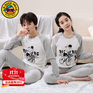 G.DUCKKIDS小黃鴨男女童秋衣秋褲純棉新款兒童保暖內(nèi)衣親膚男孩睡衣兩件套 白底自行車 180 17-18歲(【170-180cm】cm碼