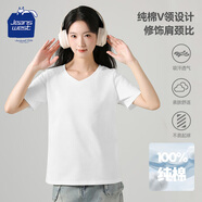 JEANSWEST CLUB真維斯短袖t恤女V領(lǐng)夏季新款高級感輕奢簡約顯瘦修身親膚百搭上衣