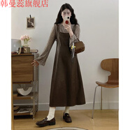 韓曼蕊大碼皮裙連衣裙2025春秋新款胖MM法式套裝 上衣【2025年新款/今年流行漂亮/風(fēng)情萬(wàn)種/茶里 L 【100-115斤】