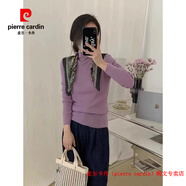 皮爾卡丹（pierre cardin）品牌高檔輕奢韓國無(wú)縫一體羊毛衫女高領(lǐng)毛衣女春秋季修身打底套頭 品牌高端新品-紫色(半高領(lǐng)) 均碼