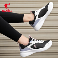 喬丹QIAODAN運動(dòng)鞋冬季女鞋皮面跑步鞋休閑鞋老爹鞋子學(xué)生R 黑色/喬丹白-4226R 38