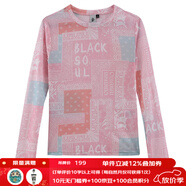 鬼洗腰果花滿印網(wǎng)眼女款圓領(lǐng)長(zhǎng)袖T恤潮牌顯身材百搭打底衫 B240038 紅色 12 L (165)