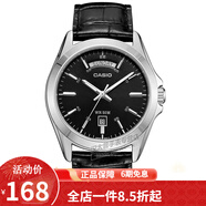 卡西歐(CASIO)男表 簡約男士石英手表 黑盤皮帶MTP-1370L-1A