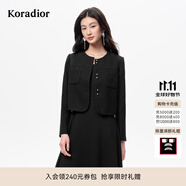珂萊蒂爾【醋酸】koradior2025秋季新款香風(fēng)短外套簡約通勤 黑色 M
