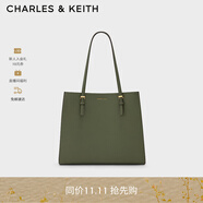 CHARLES&KEITH質(zhì)感純色大容量手提包托特包包女包女士生日禮物CK2-30781650-6 Olive橄欖綠色 XL