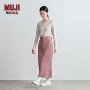 無(wú)印良品（MUJI）女式 木棉混 燈芯絨直筒裙 長(cháng)半身裙裙子女裝 冬季 煙熏粉色 L (165/70A)