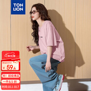 唐獅（TonLion）2025女前胸文字圓領(lǐng)短袖T恤