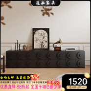 冠私（Guansi）復古卡門(mén)柜小戶(hù)型客廳家用臥室斗柜中古風(fēng)收納柜實(shí)木置物柜電視柜 黑色卡門(mén)柜【可自由組合】*2