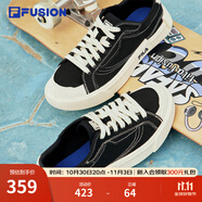 FILA FUSION斐樂女鞋帆布鞋女 低幫板鞋POP輕質帆布鞋休閑運動鞋女 黑-BK 35.5