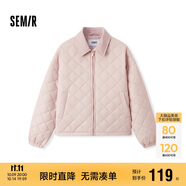 森馬（Semir）棉服女燈芯絨翻領(lǐng)菱形格復古2024冬三防寬松輕薄棉衣109724112007