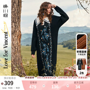 兩三事梵高毛衣連衣裙女2025春季新款女復(fù)古長(zhǎng)款裙子長(zhǎng)袖針織長(zhǎng)裙虛無(wú)星 黑色  M