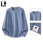 :CHOCOOLATE it男裝潮牌美式圓領(lǐng)長(cháng)袖T恤男士秋季時(shí)尚百搭內搭打底衫 天藍色 M 【建議100-120斤】