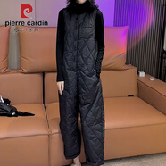 皮爾卡丹歐洲站菱格棉服連體褲女秋冬新款時(shí)尚連衣褲工裝背帶褲闊腿休閑褲 黑色 M 建議85-105斤左右