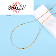 SAGIV品質(zhì)三色項鏈百尋925銀扭麥粒彩銀鍍鎖骨菠蘿鏈時(shí)尚 三彩元寶間菠蘿項鏈
