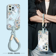 KYODO[帶掛繩]適用于蘋(píng)果16promax手機殼新款iPhone17硅膠15透明軟殼ip14好看女款air防摔保護套斜挎 【遠峰藍油畫(huà)花?！渴痔岫虙炖K iPhone 6s Plus