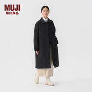 無(wú)印良品（MUJI）女式 可水洗 復合立領(lǐng)大衣 風(fēng)衣外套女秋冬女裝棉服  黑色 S (155/80A)