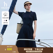 哈吉斯（HAZZYS）女裝 夏款斜領(lǐng)氣質(zhì)時(shí)尚女針織連衣裙AQWSE03BF02 藏青色NV XL (170/92A 42)
