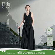 日著(zhù)拂衣黑背心連衣裙2025新款夏季U領(lǐng)高級設計感流行A字長(cháng)裙子女 拂衣黑 M