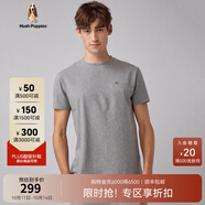 暇步士（Hush Puppies）男裝夏季純色無憂搭圓領(lǐng)短袖T恤 038淺灰3 S