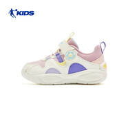 喬丹女?huà)胪\動(dòng)鞋兒童冬季革面跑步鞋幼童鞋子 晨曦粉/象牙白23