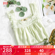 美標(biāo)商場同款禮物性感真絲睡裙女夏100%桑蠶絲吊帶睡衣絲綢無袖連衣裙 淡綠 2XL (175)