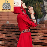 澳顏萊德國品質草原拍照服裝云南新疆旅游民族風連衣裙青海湖沙灘裙沙漠 S