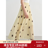 獨(dú)束大碼女裝波西米亞風(fēng)甜美百褶半身裙夏季新款高腰顯瘦法式半裙 日光黃-裙子 L （尺碼：2）