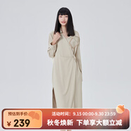 艾萊依（ERAL）商場同款流蘇修身連衣裙女士高腰修身顯瘦時(shí)尚裙子春秋款百搭長裙 豆沙綠 S 155/80A