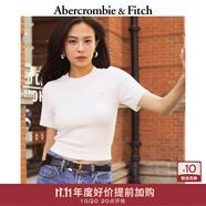 Abercrombie & Fitch經(jīng)典小麋鹿圖案女裝25夏季美式復(fù)古圓領(lǐng)短袖針織衫150-5230 白色 XXS (160/76A)