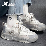 特步板鞋女2025新款冬季女鞋品牌休閑運動(dòng)鞋魔術(shù)貼小白鞋子 白色-9563 37