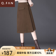 恰凡（QIAFAN）小個子A字半身裙女毛呢裙子2025春秋新款高腰顯瘦過膝包臀一步裙 咖色/毛呢 均碼 27 /2尺/建議90-102斤