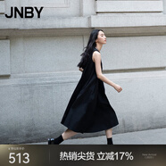 JNBY/江南布衣春夏連衣裙棉府綢浪漫氣質(zhì)褶皺A型無(wú)袖小黑裙5O6G13240 001/本黑 XL