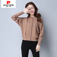 皮爾卡丹（pierre cardin）毛衣女寬松2025秋冬季女裝新款初秋條紋長(cháng)袖針織衫短款蝙蝠袖上衣 9928#駝色 M 建議85-96斤