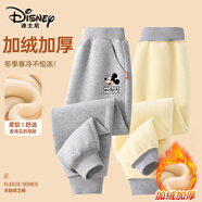 迪士尼（Disney）童裝兒童羊胎絨衛褲男女童保暖長(cháng)褲 經(jīng)典米奇頭-中灰   140   