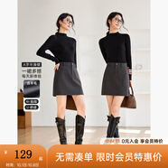 梵希蔓深灰色西裝半身裙女2025冬季新款高腰顯瘦氣質(zhì)毛呢包臀短裙 M9566 深灰色 M