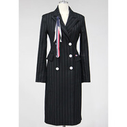 柏歐迪芬奈絲 BORDIFENASI外套連衣裙25春季新品名媛氣質(zhì)時(shí)尚條紋雙排扣一步裙女 條紋色(送胸花) S