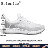 Bolomido國際輕奢品牌秋季透氣鏤空飛織網(wǎng)面鞋小白鞋輕便運(yùn)動鞋跑步男鞋  白色 39