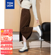 唐獅（TonLion）2024女高腰燈芯絨半身長裙 咖色 L 