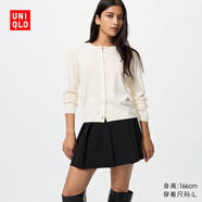 優(yōu)衣庫女裝羊絨圓領(lǐng)針織短開(kāi)衫/25秋冬新款479672 01 乳白色 XL /165/92A