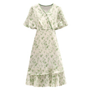 小紅書爆款特價(jià)大牌原單改良旗袍夏季新款新中式國風(fēng)減齡絕美碎花 綠花色 S[偏小] 均碼