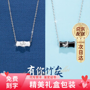 Tsful情侶項鏈一對男女高級感銀吊墜學生表白紀念日生日禮物送女友 【有你”竹“矣】情侶項鏈