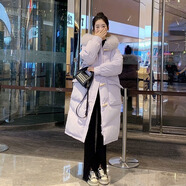 芊吻秀紫色羽絨服女中長(cháng)款2025冬季新款時(shí)尚90白鴨絨加厚大毛領(lǐng)外套 淺紫色真狐貍毛領(lǐng) XS 碼適合85到0斤