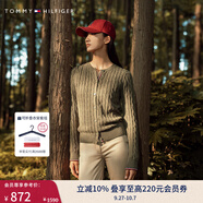 TOMMY HILFIGER【復古絞花】秋冬女裝純棉肌理感圓領(lǐng)打底衫開(kāi)衫針織衫毛衣 【撞色絞花開(kāi)襟】-  軍綠色RBN XL （推薦：130-140斤）