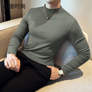 凡迪時(shí)尚半高領(lǐng)t恤男長(zhǎng)袖秋冬季純色百搭修身中領(lǐng)體恤上衣彈力薄款打底衫 深灰色 L