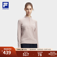FILA 斐樂(lè )官方女子針織長(cháng)袖上衣2024春季新款防曬加絨健身運動(dòng)長(cháng)T 淡紫紅色-PK 2XL 180/96A/XXL
