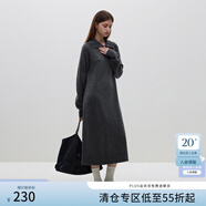 范思藍恩23FS14498慵懶風(fēng)針織連衣裙女冬直筒中長(cháng)款彩點(diǎn)紗毛衣裙 灰色彩點(diǎn) L